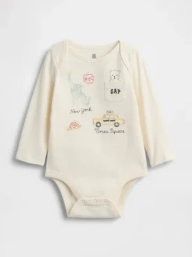 Baby First Favorites Κορμάκι από βιολογικό βαμβάκι με τσέπη και λογότυπο NYC