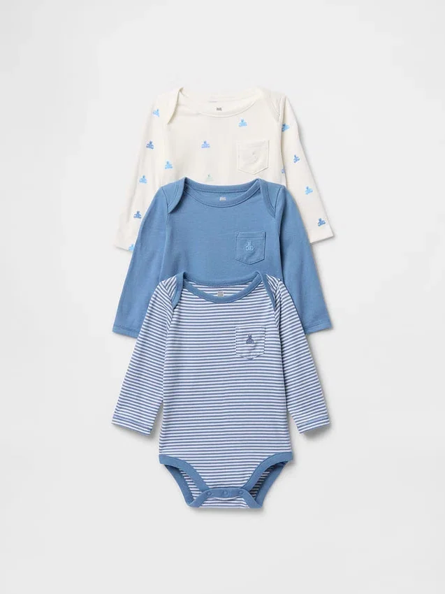 Baby First Favorites Κορμάκι από βιολογικό βαμβάκι (Σετ 3 τεμαχίων)