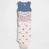 Baby First Favorites Κορμάκι χωρίς μανίκια με τσέπη και ραβδωτό ύφασμα (Σετ 3 τεμαχίων)