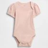 Baby First Favorites Κορμάκι με φουσκωτά μανίκια και λεπτή ραβδωτή πλέξη
