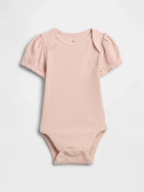 Baby First Favorites Κορμάκι με φουσκωτά μανίκια και λεπτή ραβδωτή πλέξη