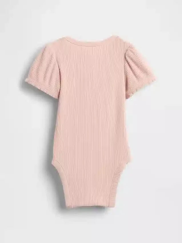 Baby First Favorites Κορμάκι με φουσκωτά μανίκια και λεπτή ραβδωτή πλέξη