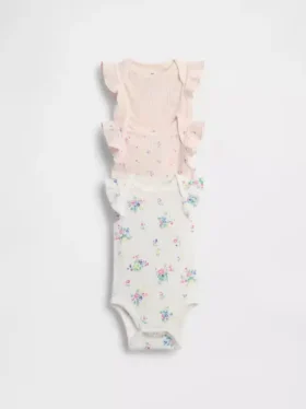 Baby First Favorites Κορμάκι με βολάν και λεπτή ραβδωτή πλέξη (Σετ 3 τεμαχίων)