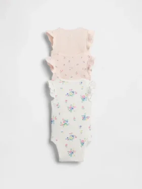 Baby First Favorites Κορμάκι με βολάν και λεπτή ραβδωτή πλέξη (Σετ 3 τεμαχίων)