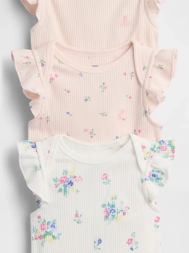 Baby First Favorites Κορμάκι με βολάν και λεπτή ραβδωτή πλέξη (Σετ 3 τεμαχίων)