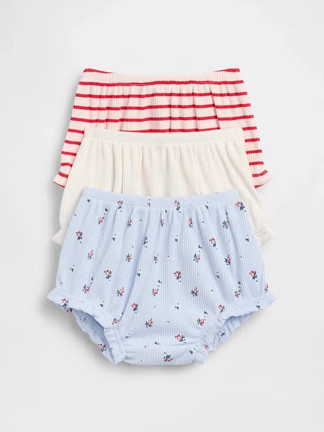 Baby First Favorites Παντελονάκια με βολάν και ραβδωτό πλεκτό (Σετ 3 τεμαχίων)