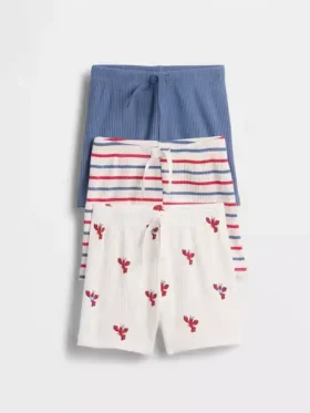 Baby First Favorites Σορτς με ρίγες Tinyrib που φοριούνται εύκολα (Σετ 3 τεμαχίων)