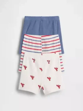 Baby First Favorites Σορτς με ρίγες Tinyrib που φοριούνται εύκολα (Σετ 3 τεμαχίων)