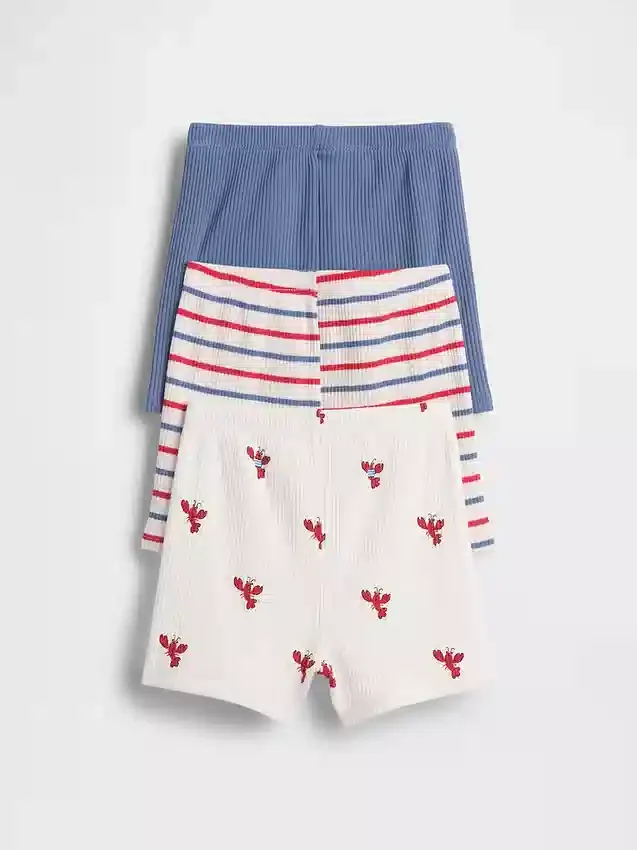 Baby First Favorites Σορτς με ρίγες Tinyrib που φοριούνται εύκολα (Σετ 3 τεμαχίων)