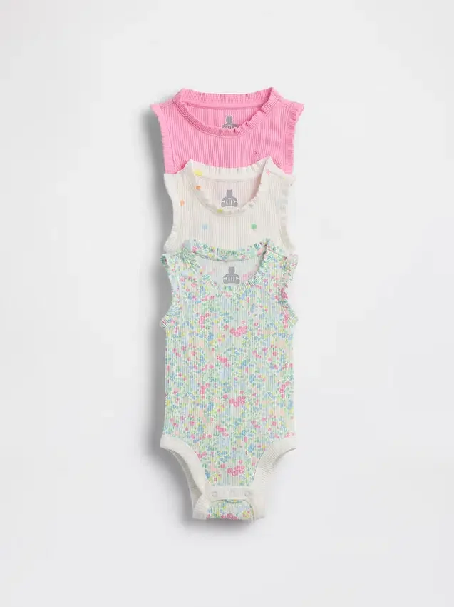 Baby First Favorites Tinyrib Ruffle Tank Κορμάκι (Σετ 3 τεμαχίων)