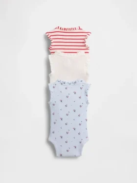 Baby First Favorites Tinyrib Ruffle Tank Κορμάκι (Σετ 3 τεμαχίων)
