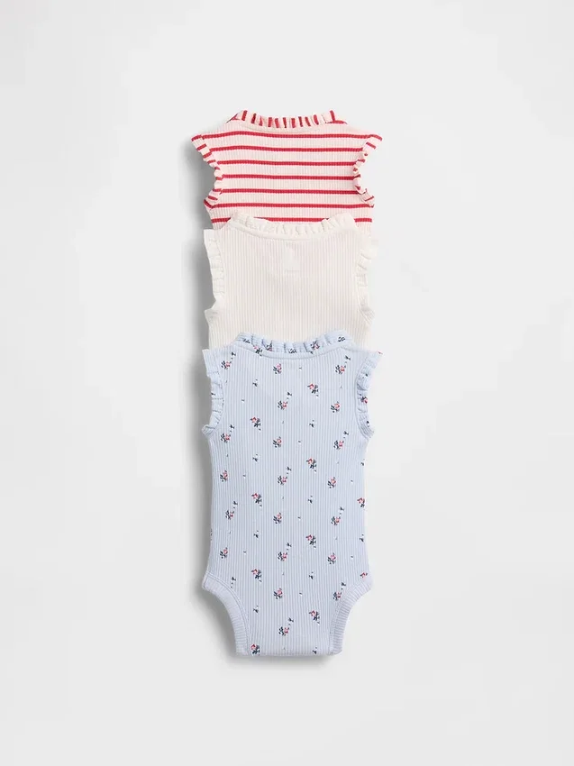 Baby First Favorites Tinyrib Ruffle Tank Κορμάκι (Σετ 3 τεμαχίων)