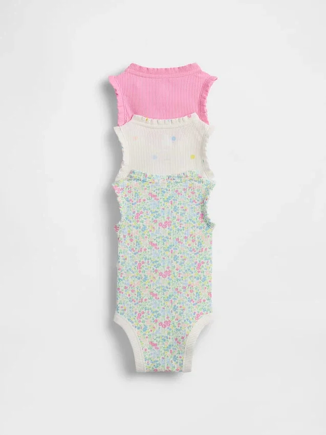 Baby First Favorites Tinyrib Ruffle Tank Κορμάκι (Σετ 3 τεμαχίων)