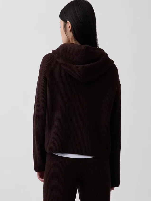CashSoft Oversized Shaker-Stitch Hoodie