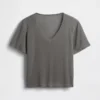 Χαλαρό Pουκάμισο με V-neck από μείγμα λινού