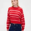 Χνουδωτό πουλόβερ με στρογγυλό λαιμό και oversized γραμμή