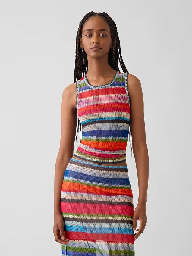 Διαφανές αμάνικο μπλουζάκι Gapstudio Happy Stripe