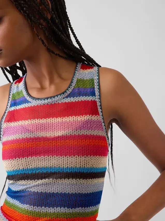 Διαφανές αμάνικο μπλουζάκι Gapstudio Happy Stripe