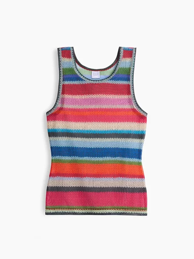Διαφανές αμάνικο μπλουζάκι Gapstudio Happy Stripe