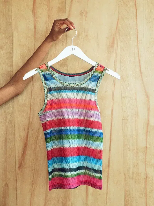 Διαφανές αμάνικο μπλουζάκι Gapstudio Happy Stripe