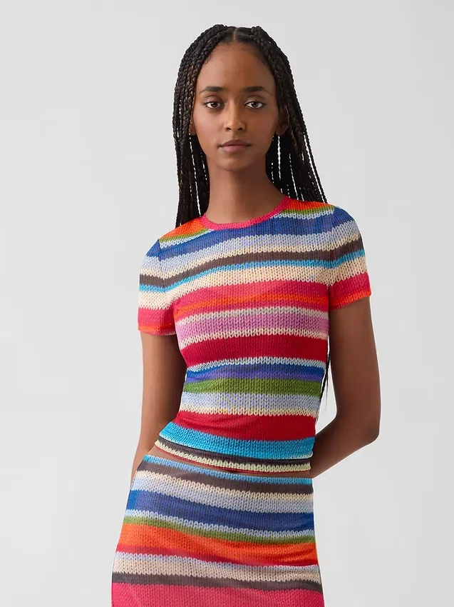 Διαφανές T-shirt με ρίγες «Happy Stripe» της Gapstudio
