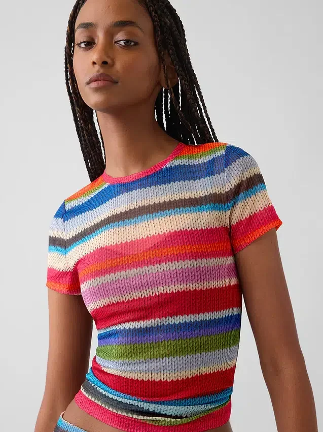 Διαφανές T-shirt με ρίγες «Happy Stripe» της Gapstudio