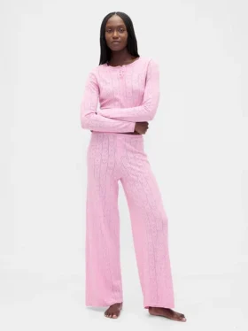 Ελαφρύ παντελόνι πιτζάμας CashSoft Pointelle με καρδούλες