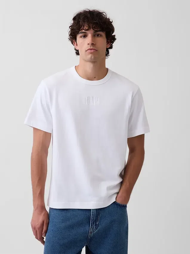 Ενήλικων, βαρύ, χαλαρό T-shirt με λογότυπο