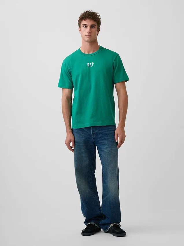 Ενήλικων, βαρύ, χαλαρό T-shirt με λογότυπο