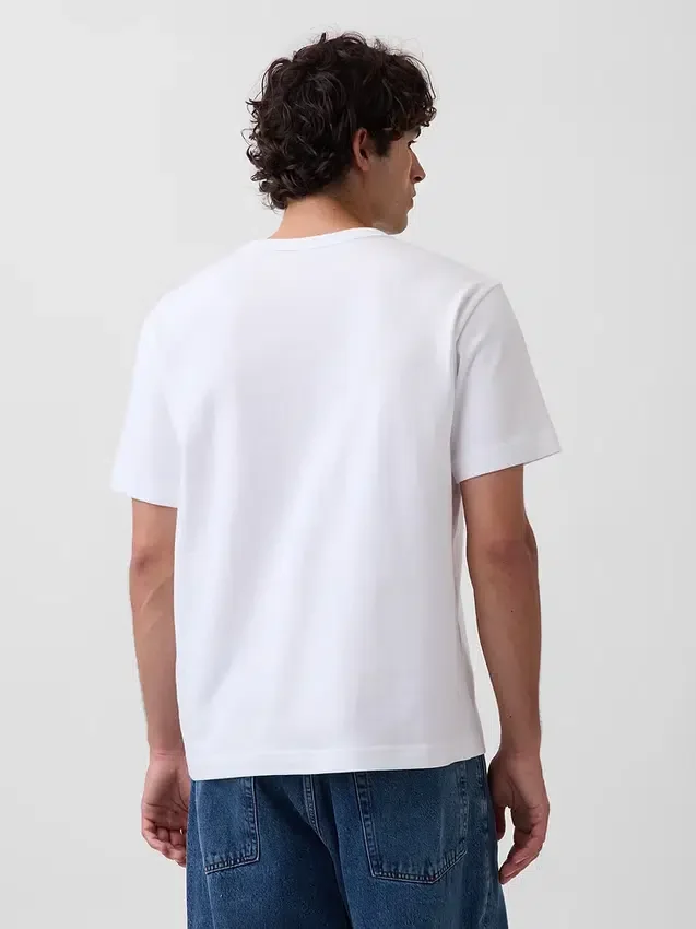 Ενήλικων, βαρύ, χαλαρό T-shirt με λογότυπο