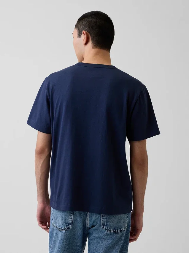 Ενήλικων, βαρύ, χαλαρό T-shirt με λογότυπο