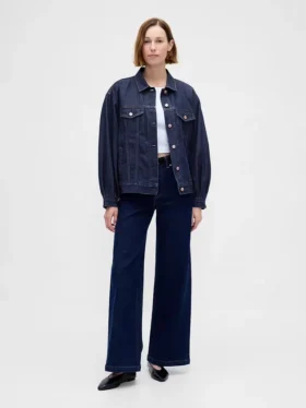 Εξαιρετικά μαλακό, oversized τζάκετ τζιν με φουσκωτά μανίκια