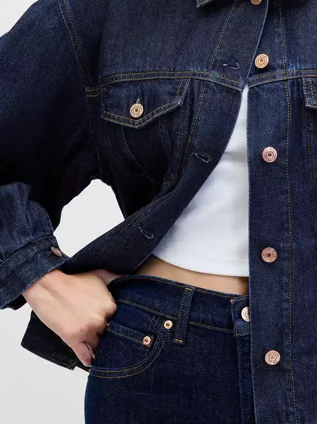 Εξαιρετικά μαλακό, oversized τζάκετ τζιν με φουσκωτά μανίκια