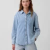 Εξαιρετικά μαλακό πουκάμισο τζιν σε oversized γραμμή