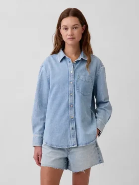 Εξαιρετικά μαλακό πουκάμισο τζιν σε oversized γραμμή