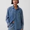 Εξαιρετικά μαλακό πουκάμισο τζιν σε oversized γραμμή