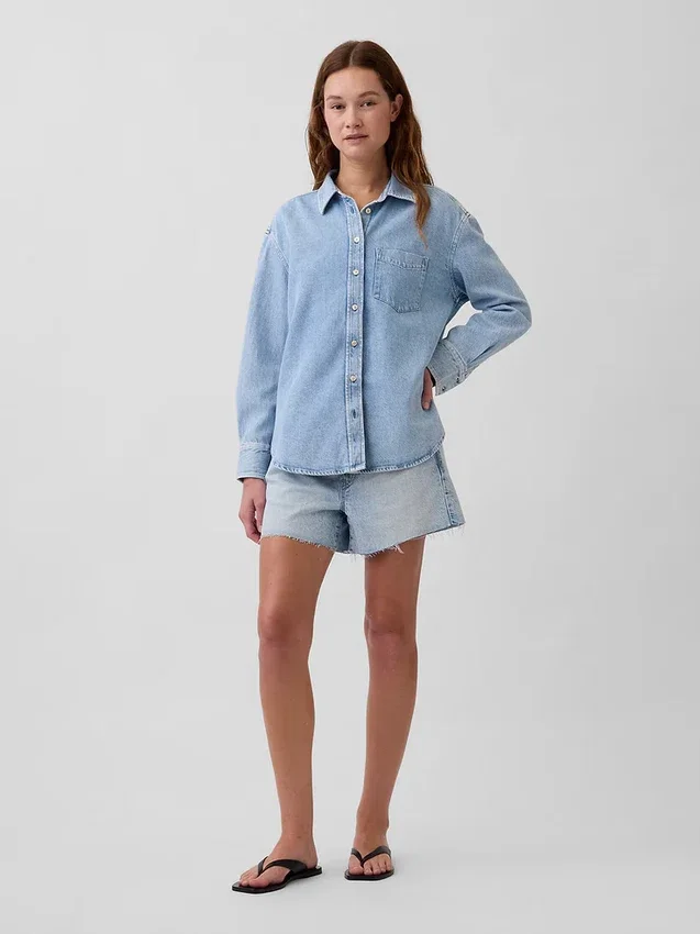 Εξαιρετικά μαλακό πουκάμισο τζιν σε oversized γραμμή