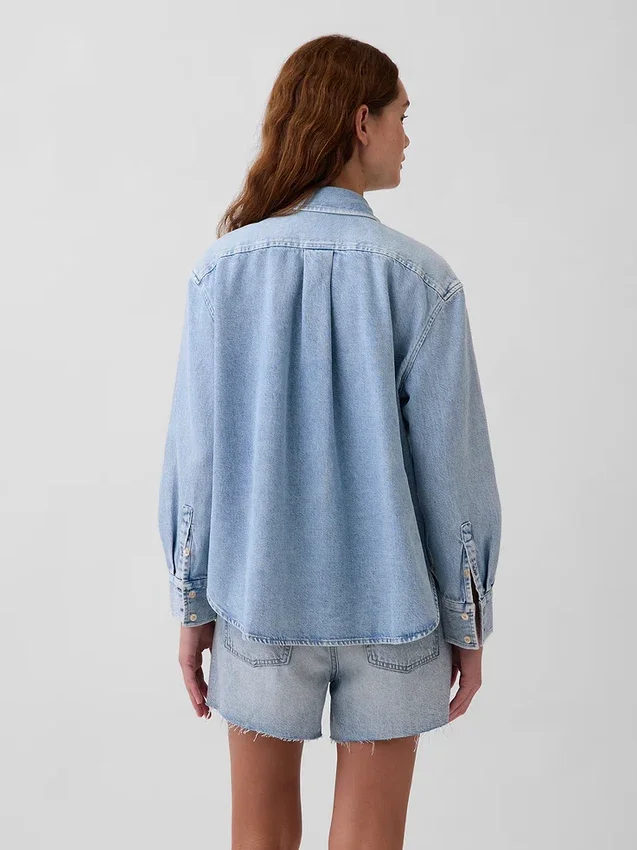 Εξαιρετικά μαλακό πουκάμισο τζιν σε oversized γραμμή