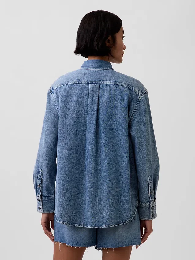 Εξαιρετικά μαλακό πουκάμισο τζιν σε oversized γραμμή