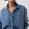 Εξαιρετικά μαλακό πουκάμισο τζιν σε oversized γραμμή