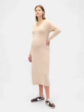 Φόρεμα-πουλόβερ εγκυμοσύνης CashSoft με V-neck