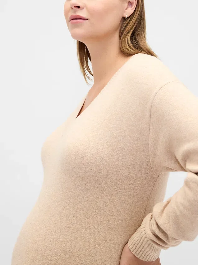Φόρεμα-πουλόβερ εγκυμοσύνης CashSoft με V-neck