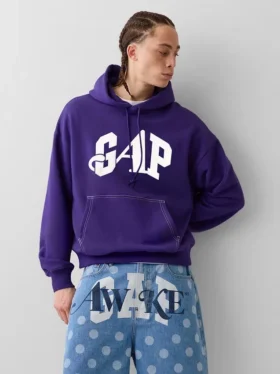 Φούτερ με κουκούλα GAP × Awake Ny, βαρέως τύπου, με υπερμεγέθη λογότυπο