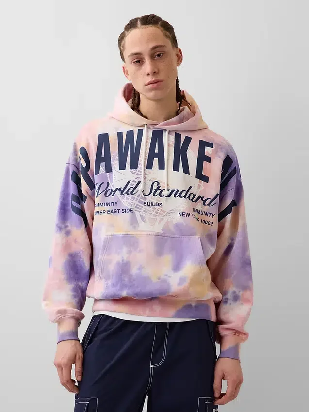 Φούτερ με κουκούλα GAP × Awake Ny, βαρέως τύπου, με υπερμεγέθη λογότυπο