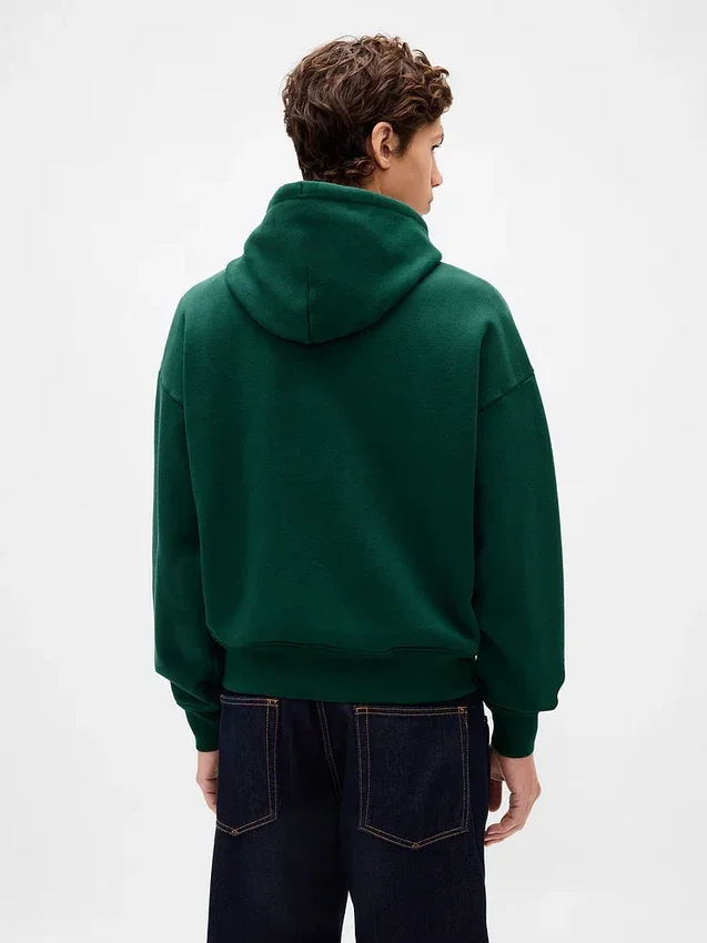 Φούτερ με κουκούλα για ενήλικες, από πολύ βαρύ γαλλικό φούτερ, με υπερμεγέθη λογότυπο