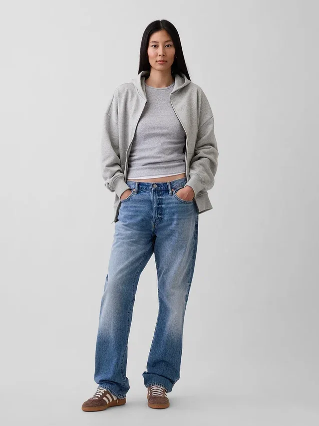 Φούτερ με κουκούλα και φερμουάρ για ενήλικες, βαρέως τύπου και oversized