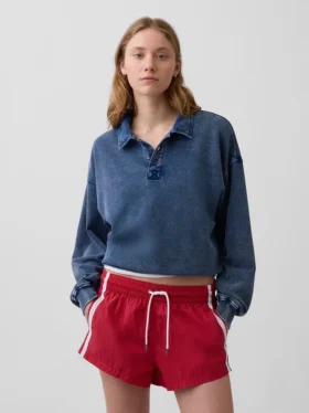 Φούτερ πόλο oversize από μαλακό φλοκωτό ύφασμα Vintagesoft