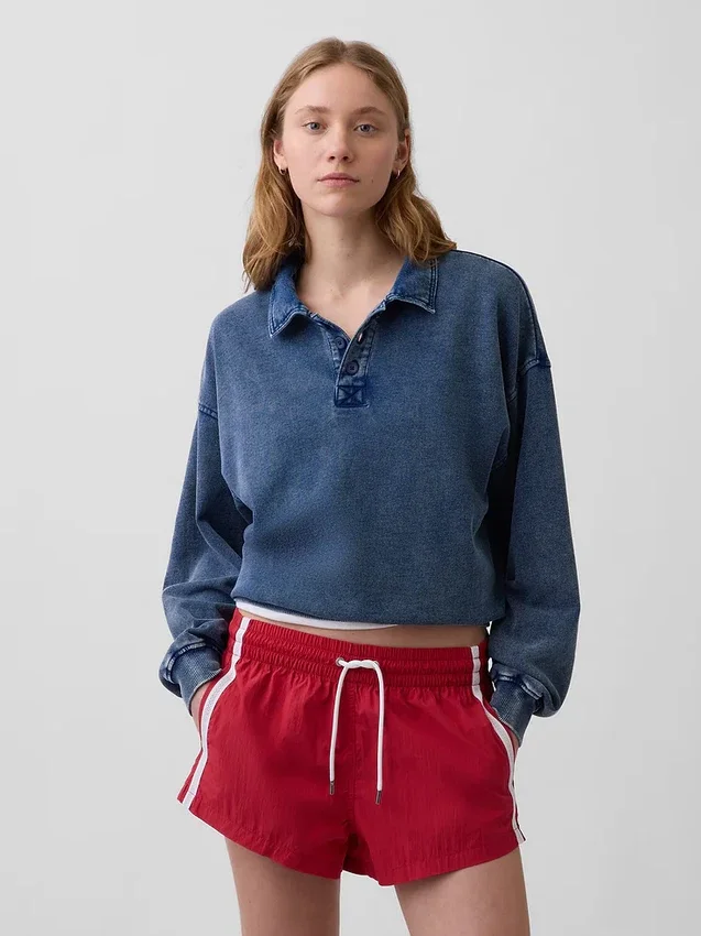 Φούτερ πόλο oversize από μαλακό φλοκωτό ύφασμα Vintagesoft