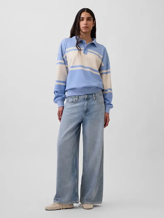 Φούτερ πόλο oversize από μαλακό φλοκωτό ύφασμα Vintagesoft