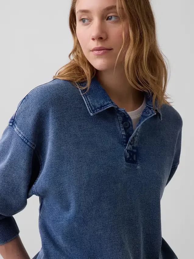 Φούτερ πόλο oversize από μαλακό φλοκωτό ύφασμα Vintagesoft
